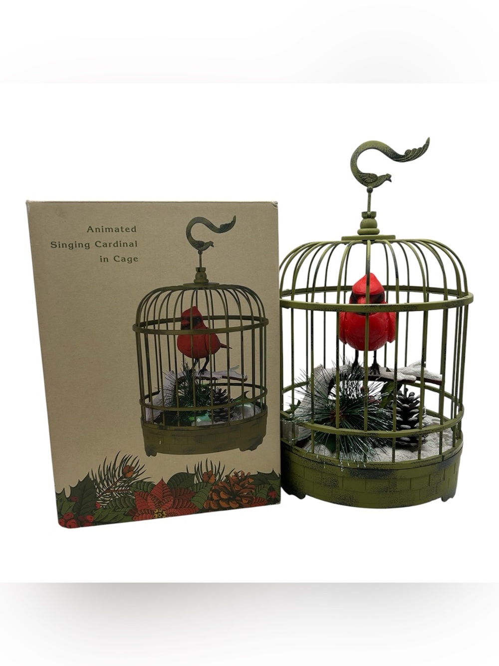 Cracker Barrel Animated/Musical “ Christmas”Cardinal In Cage 12” Never Used